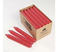 RED TAPERED DINNER CANDLES 18cm long PARAFFIN WAX PACK OF 25