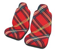 Red Tartan 2 Pcs Car Seat Cover Sets Vintage Grid Universal Fit Front Seat Protectors for Most Cars and SUVs, Easy Install