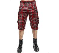 Red Tartan Bondage Punk Shorts Rock Metal Short Darkwear Pant (M)