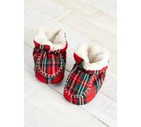 Red Tartan Check Fleece Lined Booties 9-12 months