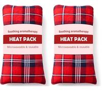 Red Tartan Heat Pack Reusable - Microwaveable Hot & Cold Therapy with Natural Mineral Beads for Joint, Knee, Back & Menstrual Pain Relief (Pack of 2)