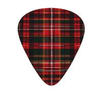 Red-Tartan-Pattern 12 Pack Guitar Picks With 3 Thicknesses And Storage Box, Abs Plectrums For Electric Bass Guitar Players