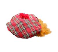 Bristol Novelty BH124 Scots Tartan Hat with Ginger Hair, Mens, Red, One Size
