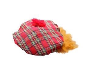 Red Tartan Scots Hat with Ginger Hair, 1 Pc. - Classic Design. Perfect for Parties, Celebrations, World and Culture, World Book Day, & Scottish Pride