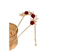 Red Tassel U-shaped Hairpin Women's Traditional Chinese Style Hairpin