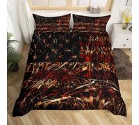 (Red Tawny, Super King(No Comforter)) Homewish Hunting Bear Deer Comforter Cover Army Green Camo American Flag Bedding Set Double For Kids Boys Teen Men,Woodland Hunting Theme Duvet Cover