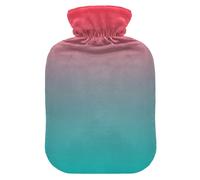Red Teal Gradient Hot Water Bottle with Cover for Pain Relief Hand Feet Warmer for Women, 1L