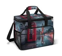 Red Telephone Booth And Big Ben in London Street Large Lunch Bag Soft Cooler Bag Insulated Thermal Bag Reusable Grocery Bags for Office Picnic Beach