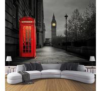 Red Telephone Booth Mural Grey Murals London Street Photos Wallpaper Modern Photo Wallpaper for Bedroom Living Room Hotels 150×105 Cm Fashion Hd Wallpapers Home Decor Art