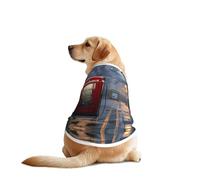 Red Telephone Booths on The Streets of London Dog Shirt Vest Dog Clothes- Breathable Cooling for Big Dogs, Sun Protection Comfort Wear for Golden Retriever, Husky, Alaska Outdoor Activities 3X-Large