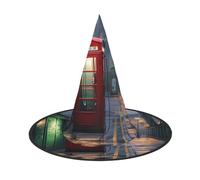 Red telephone booths on the streets of London Halloween Witches Hats Witch Headbands Wizard Hat Costume Accessories Cosplay for Party Masquerade Foldable 3 PCS