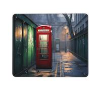Red telephone booths on the streets of London Printed Mouse Pad with Non-Slip Base, Extended Desk Mat for Office & Gaming, 3mm Rubber Base, Machine Washable, Perfect for Computer, Laptop, PC & Console