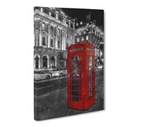 Red Telephone Box Canvas Print | Gallery Wrapped 30mm Frame Wall Art | 20x14 inches | Ready to Hang | Modern Picture | Living Room Bedroom Lounge Office