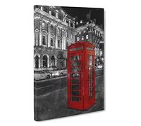Red Telephone Box Canvas Print | Gallery Wrapped 30mm Frame Wall Art | 30x20 inches | Ready to Hang | Modern Picture | Living Room Bedroom Lounge Office