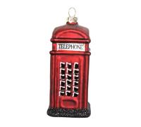 Red Telephone Box Christmas Bauble, Novelty Glass Phone Bauble, British London Xmas Tree Hanging Ornament, Vintage Phone Box Christmas Decoration, Fun Retro Red Telephone Ornament
