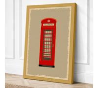 Red Telephone Box Graphic Canvas Wall Art Print 24x16 Inch (61 x 41 cm)