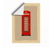 Red Telephone Box Graphic Unframed Wall Art Print A2 (59.4×42cm), Wall Decor for Living Room, Bedroom, Office & Home, Art Gift