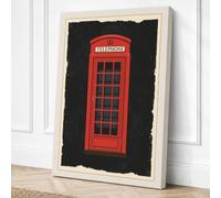 Red Telephone Box Minimalist Canvas Wall Art Print 36x24 Inch