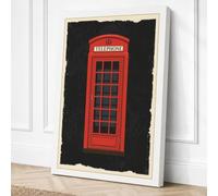 Red Telephone Box Minimalist Canvas Wall Art Print 36x24 Inch