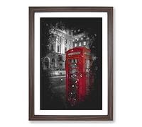 Red Telephone Box Paint Splash Framed Print | A2 Walnut Framed Wall Art | Ready to Hang | Modern Nature Picture | Living Room Bedroom Lounge Office