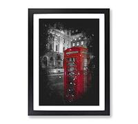 Red Telephone Box Paint Splash Modern Framed Print | A2 Black Framed Wall Art | Ready to Hang | Modern Nature Picture | Living Room Bedroom Lounge Office