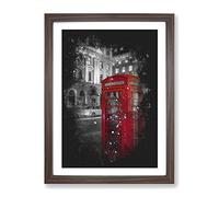 Red Telephone Box Paint Splash Modern Framed Print | A2 Walnut Framed Wall Art | Ready to Hang | Modern Nature Picture | Living Room Bedroom Lounge Office