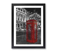Red Telephone Box Painting Modern Framed Print | A4 Black Framed Wall Art | Ready to Hang | Modern Historical Picture | Living Room Bedroom Lounge Office
