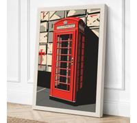 Red Telephone Box Retro Canvas Wall Art Print 18x12 Inch (46 x 30 cm)