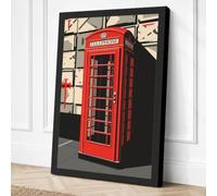 Red Telephone Box Retro Canvas Wall Art Print 30x20 Inch (76 x 51 cm)