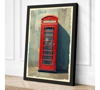 Red Telephone Box Vintage Canvas Wall Art Print 30x20 Inch (76 x 51 cm)