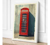 Red Telephone Box Vintage Canvas Wall Art Print 30x20 Inch (76 x 51 cm)