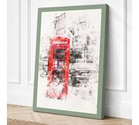 Red Telephone Box Vintage Canvas Wall Art Print 36x24 Inch