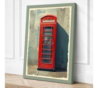 Red Telephone Box Vintage Canvas Wall Art Print 36x24 Inch (91 x 61 cm)