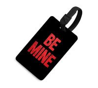 RED Text BE Mine on Black Minimal Style Luggage Tag Travel Bag Suitcase Baggage Name Tags