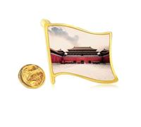 red the imperial china Golden Metal Flag Lapel Pin Badge