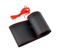 (Red Thread) DIY Steering Wheel Covers Soft Leather Braid On Steering-Wheel Car Auto