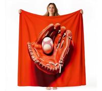 Red Throw Blanket, Modern Sports Baseball Glove Printed Blanket Super Soft Flannel Throw Blankets Lightweight Fluffy Plush Fuzzy Bed Blankets for Bedding Sofa and Travel 100 x 130 cm