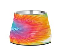 Red Tie Dye Background Rainbow Colors Tie-dye Pattern Dogs Food Bowl Non Skid Stainless Steel Pets Bowl Stand for Small Dogs Slow Down Eating