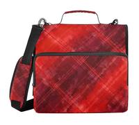 Red Tie-dye Plaid 3 Ringing 1.5 inch Binder Organizer with Shoulder Strap & Handle Easy to Carry Document Binder Organizer for Middle School