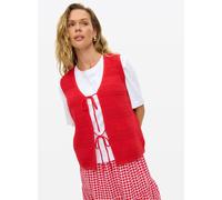Red Tie Front Stripe Stitch Waistcoat 14