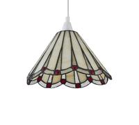 Red Tiffany Pendant Shade, Easy Fit Ceiling Lightshade, Traditional Coloured Glass Design
