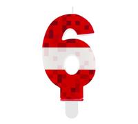 Red TNT Themed Birthday Candles, Number 6 TNT Cake Toppers,Pixel Game Cake Candles for Boy Girl Birthday Anniversary Party Supplies Decoration