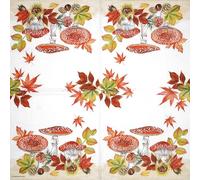 20 Napkins Autumn Toadstools on Autumn Leaves as Table Decoration Paper Napkins with Motif Also for Decoupage and Decoupage 33 x 33 cm