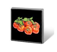 Red Tomatoes Green Leaves Square Enamel Brooch Pin Button Badges Decoration Hat Clothing Bag Accessories Gift Crafts