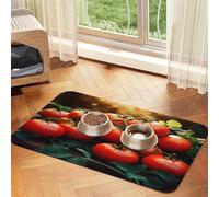 Red Tomatoes Pet Food Mat 23.62x15.71in Absorbent Non-Slip PU Leather Feeding Mat for Dogs Cats Rubber Bottom Fast Drying Rollable Pet Bowl Placemat