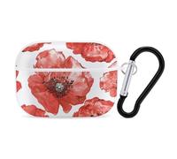 Red Tone Flower Case Cover with Keychain Shockproof Hard Shell Protective Case for 2nd/1st Generation Case for Women Men Bluetooth Earbuds Case