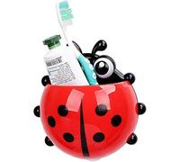 Red Toothbrush Holders,Cute Seven-Star Ladybug Toothbrush with Suction Cup No Drill Insect Shape Toothbrush Holder for Kids Bathroom Powerful Suckers Bathroom Accessories Dispensers Holders