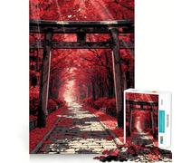 Red Torii Gate in Autumn Forest 1000 Pieces Jigsaw Puzzles for Adults Improve Memory Peaceful Fun Sharp Edge (38x26cm)