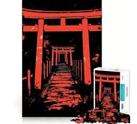 Red Torii Gate Path Jigsaw Puzzles for Adults1000 Piece Mind Game Toy Anxiety Relief Neat Cut Art Collectible (50x75cm)