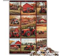 Red Tractor Collage Adult Jigsaws 1000 Piece, Stress Reliever Staycation Kill Time with Matching Poster And Trivia Sheet (26x38cm)